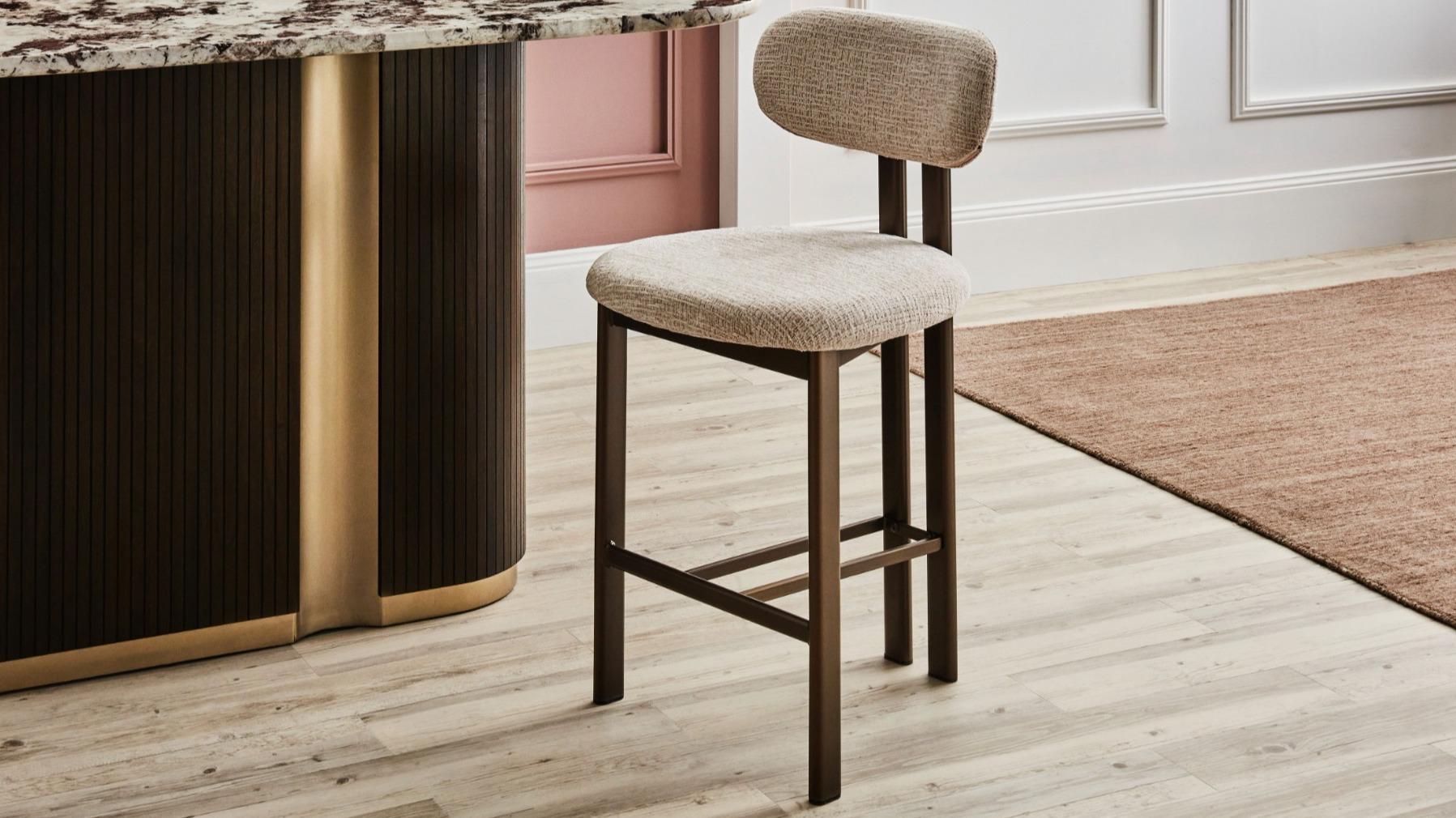 Bellaire Beige Fabric Bar Stool