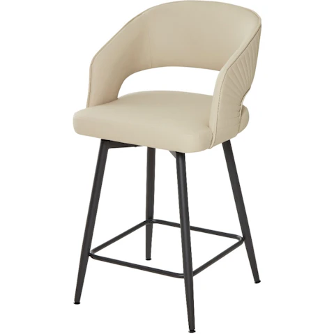 Alita Swivel PU Bar Stool - Ivory