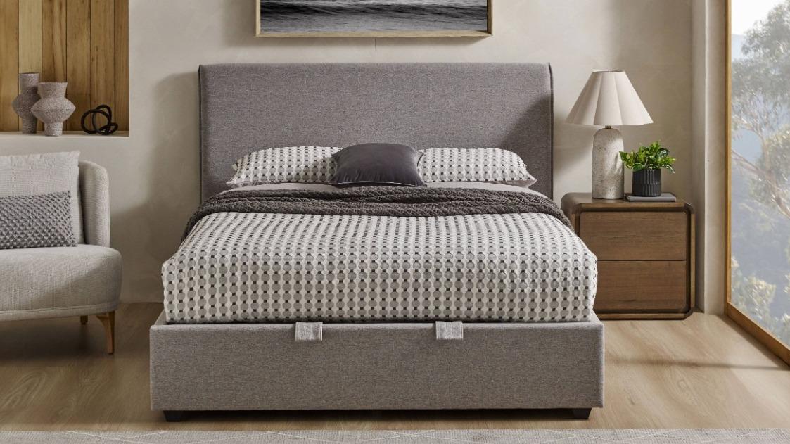 Traylee Gas Lift Double Bed - Grey