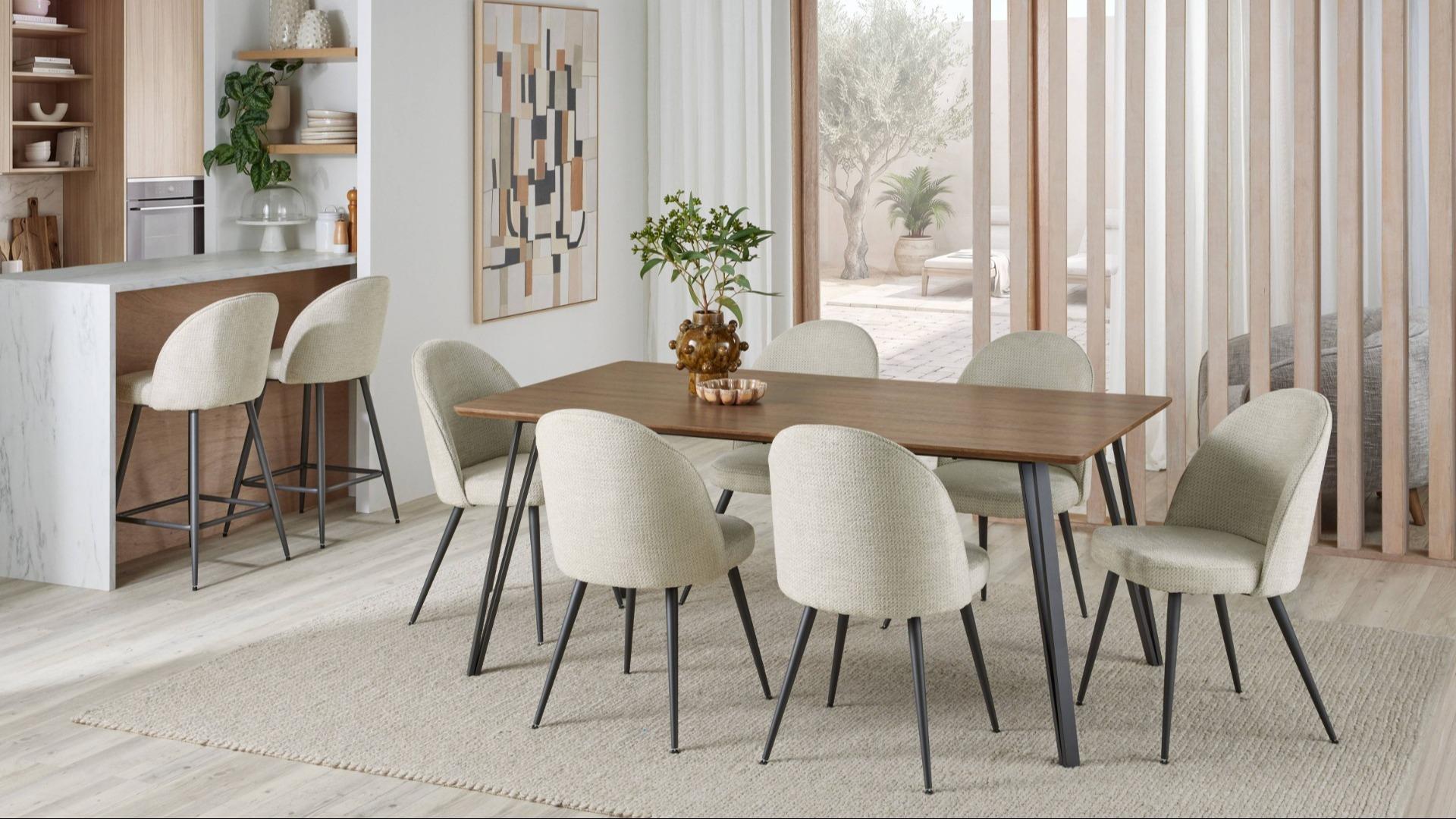 Wynn 7-Piece Rectangular Dining Table Set - Beige