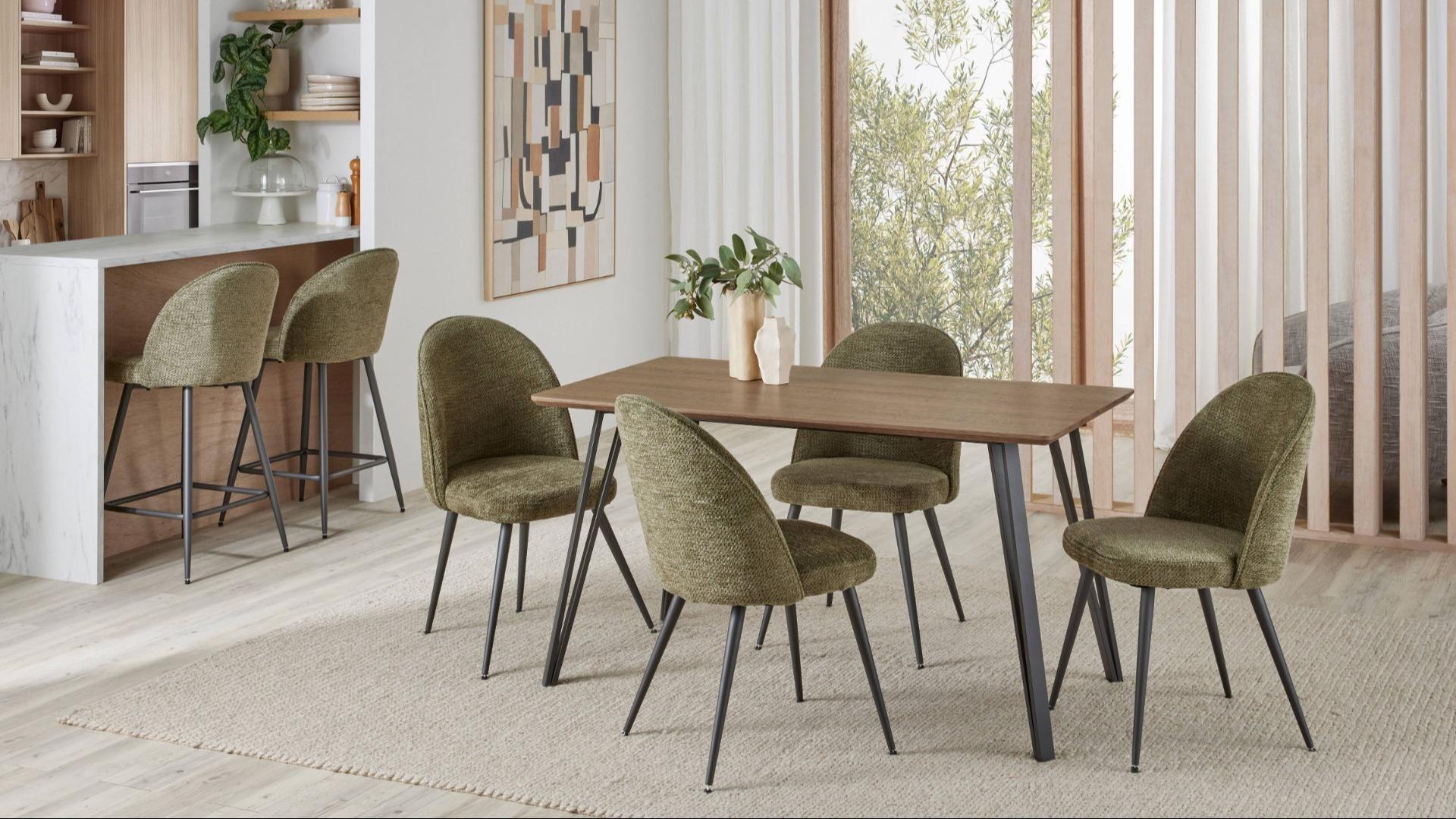 Wynn 5-Piece Rectangular Dining Table Set - Moss