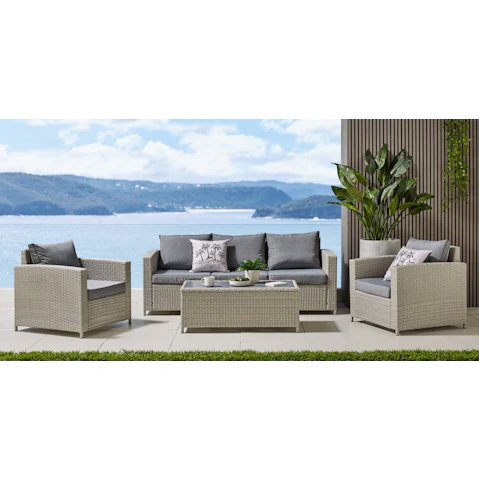 Roanne 4-Piece White Outdoor Lounge Setting