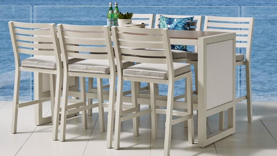Bella 7-Piece Outdoor Bar Setting - Bone White