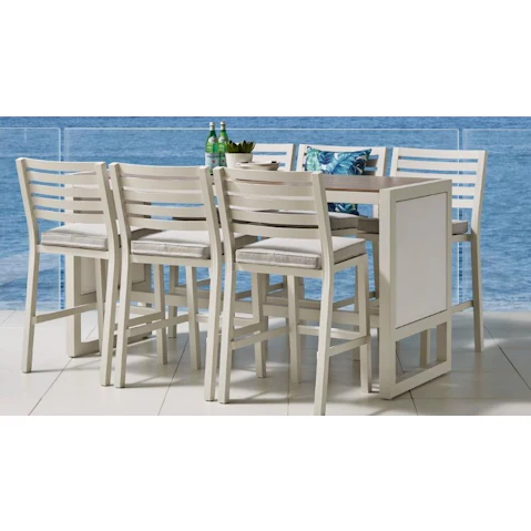 Bella 7-Piece Outdoor Bar Setting - Bone White