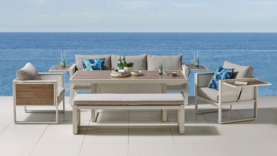Bella 5-Piece Outdoor Lounge/Dining Setting - Bone White