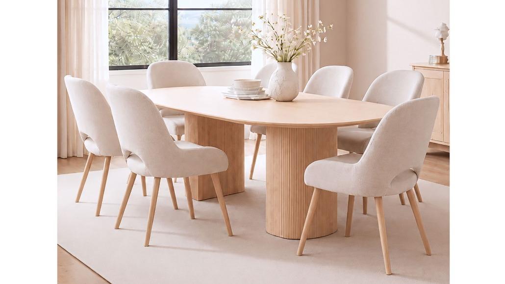 Athina 7-Piece Dining Table Set with Tulip Dining Chair