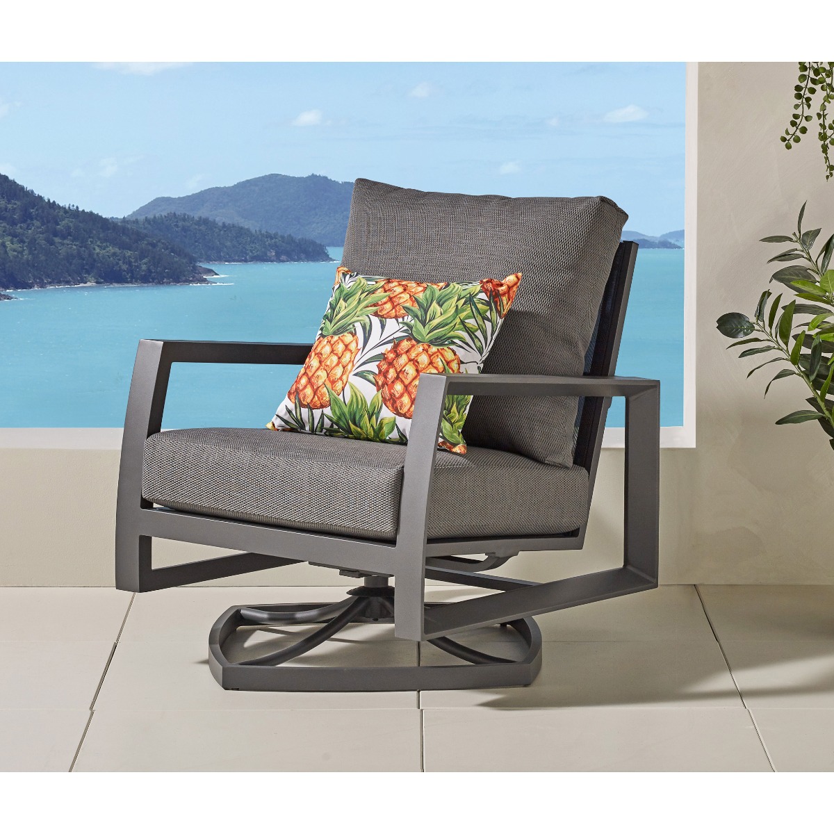 Cerez Outdoor Swivel Rocker Armchair - Graphite