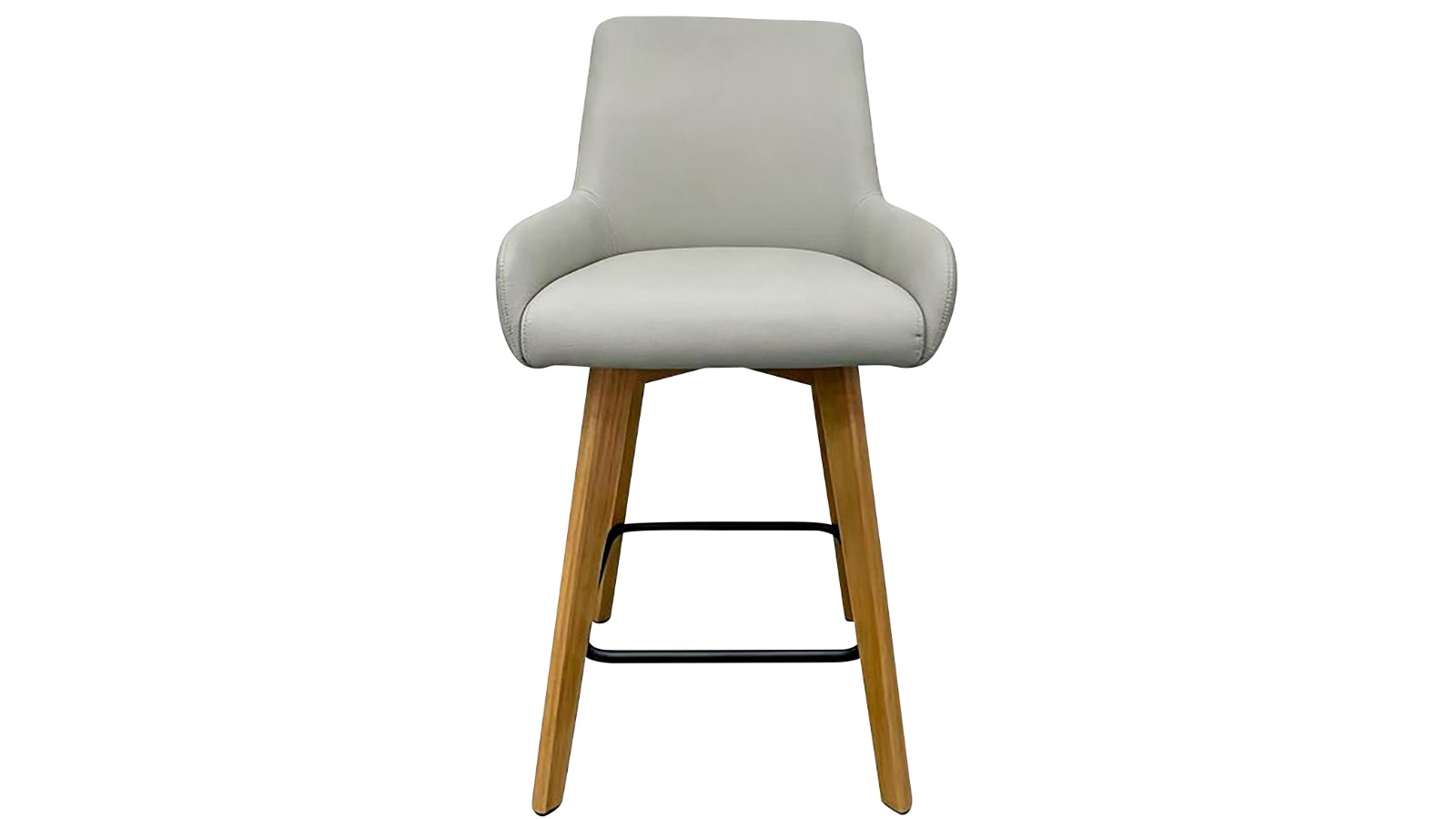 Bianca Bar Stool - Light Grey PU with Natural Frame