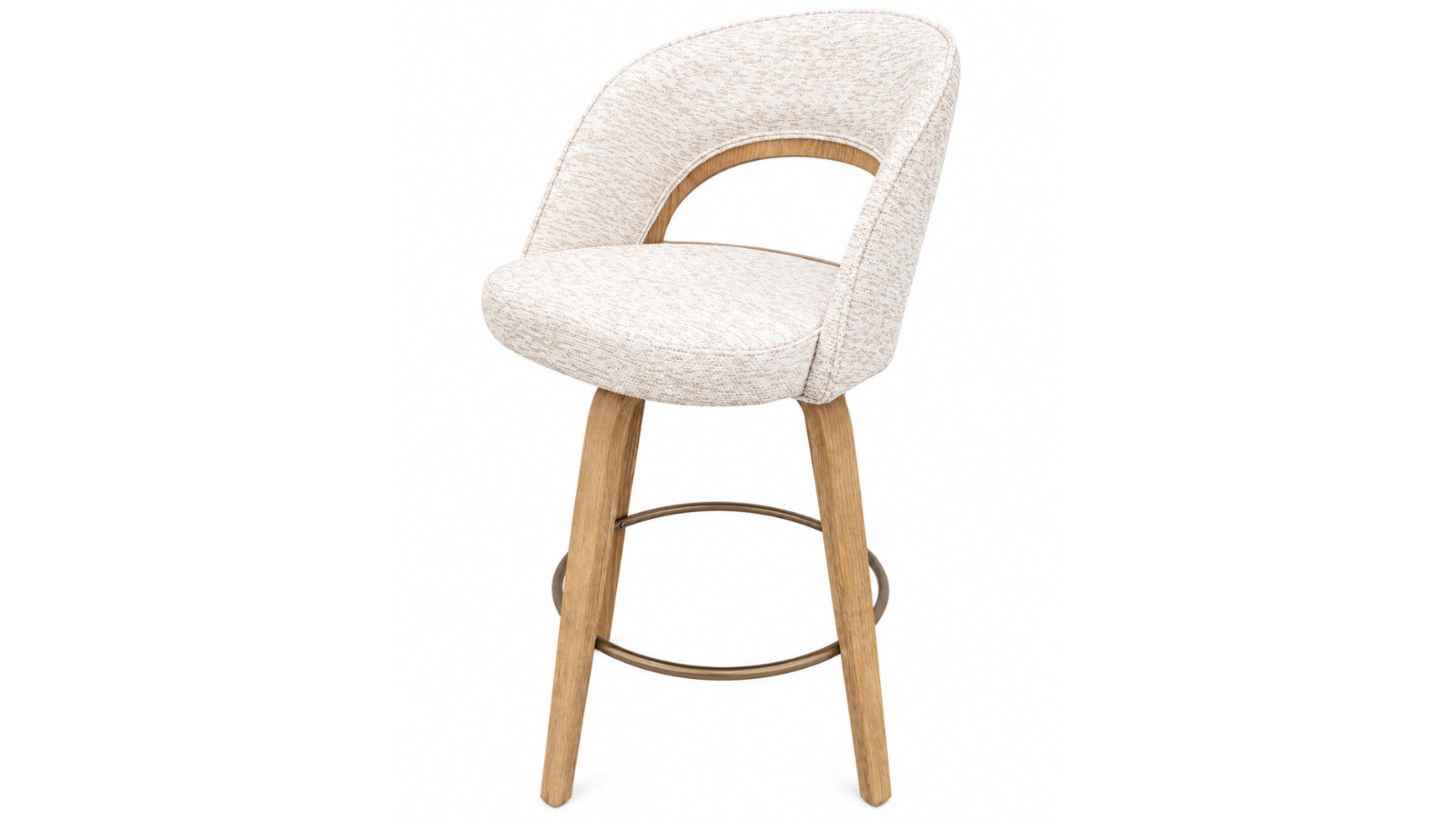 Ella Fabric Bar Stool - Beige with Natural Frame