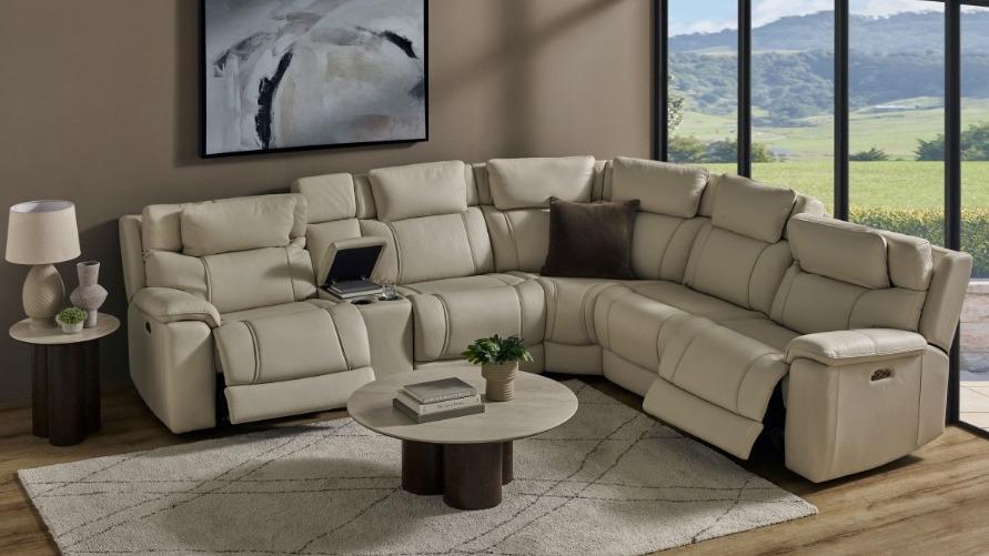 Milan 5-Seater Leather Powered Modular Recliner Sofa