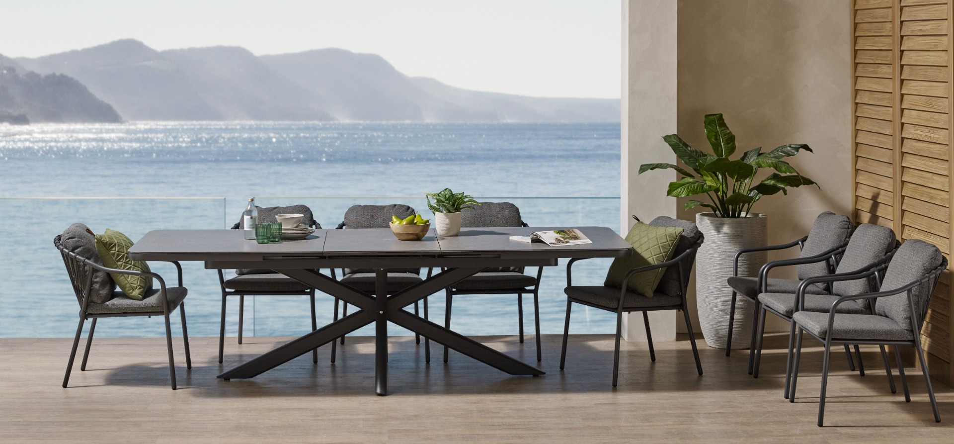 Moco 9-Piece Graphite Outdoor Extension Dining Setting