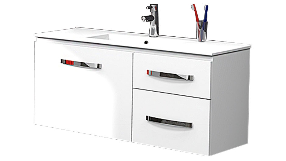Timberline Flynn 1000mm Wall-Hung Ensuite Vanity with Centre Bowl Urban Ceramic Top