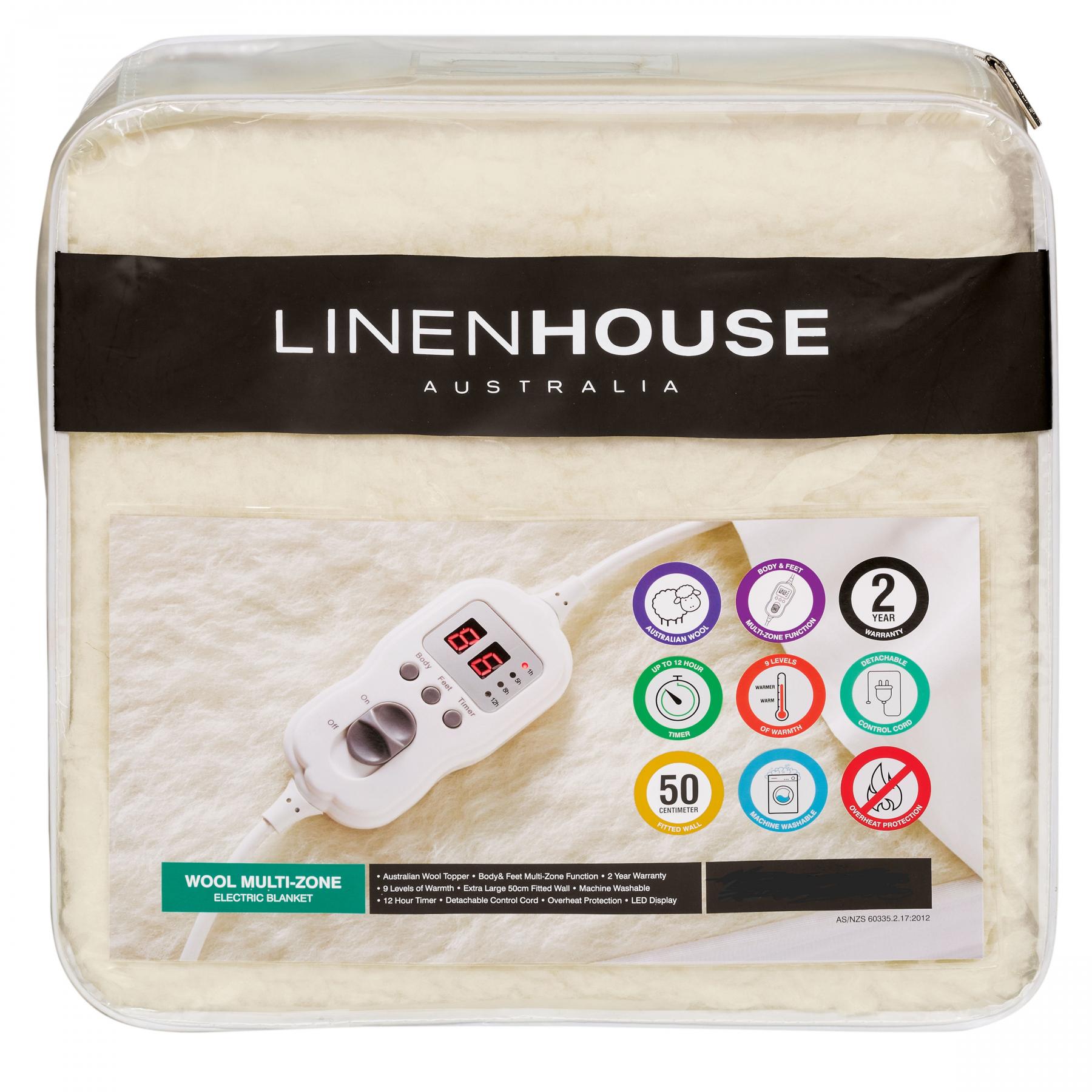 Linen House Wool Multi Zone Electric Blanket King Single Harvey Norman
