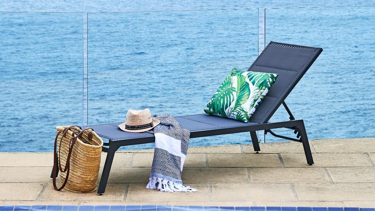 Bonnie Outdoor Gunmetal Sun Lounge Harvey Norman