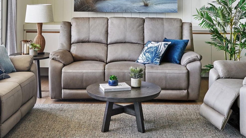 Gaucho 3-Seater Fabric Powered Recliner Sofa - Mist