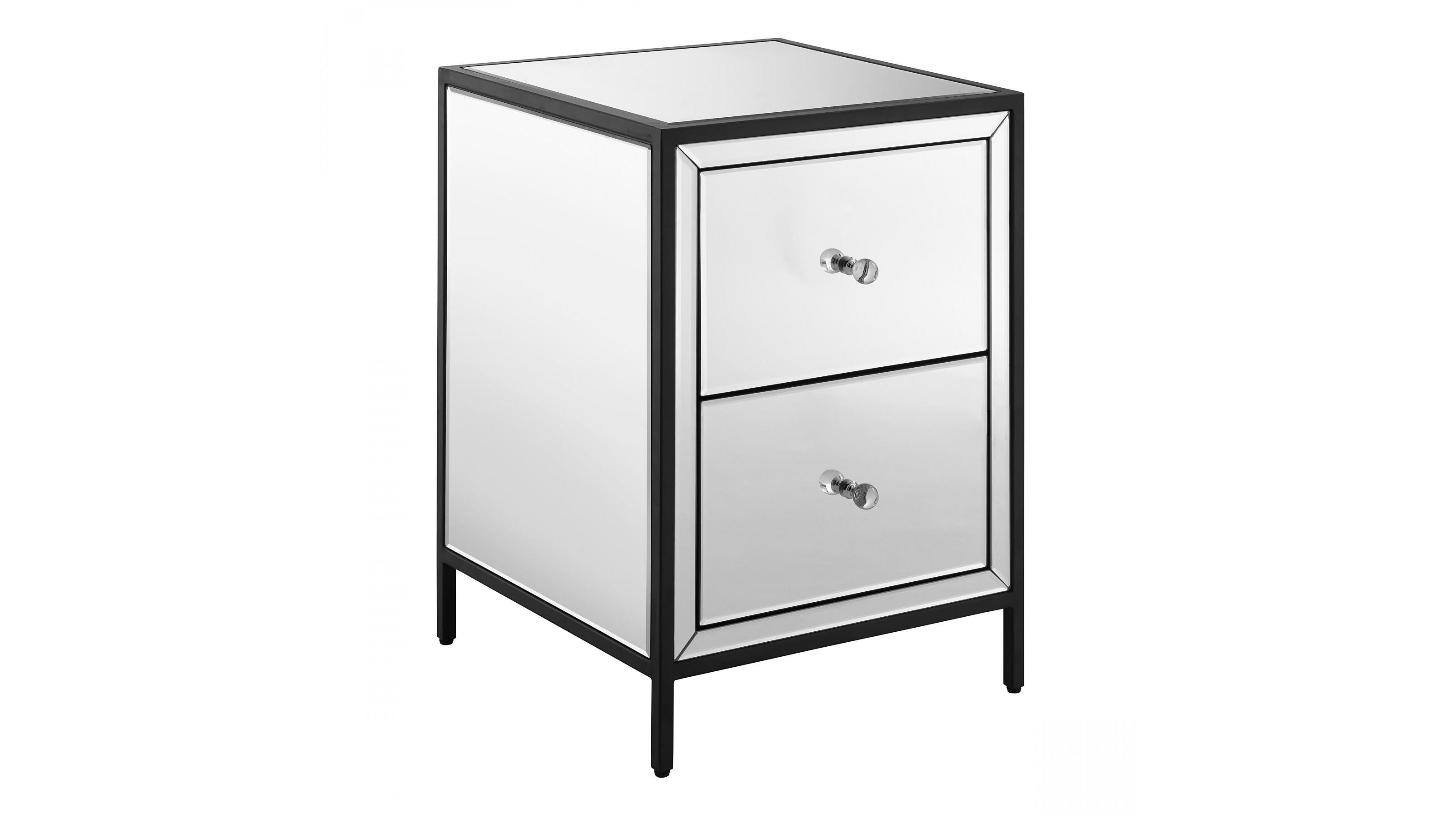 Davis 2-Drawer Slim Bedside Table - Silver