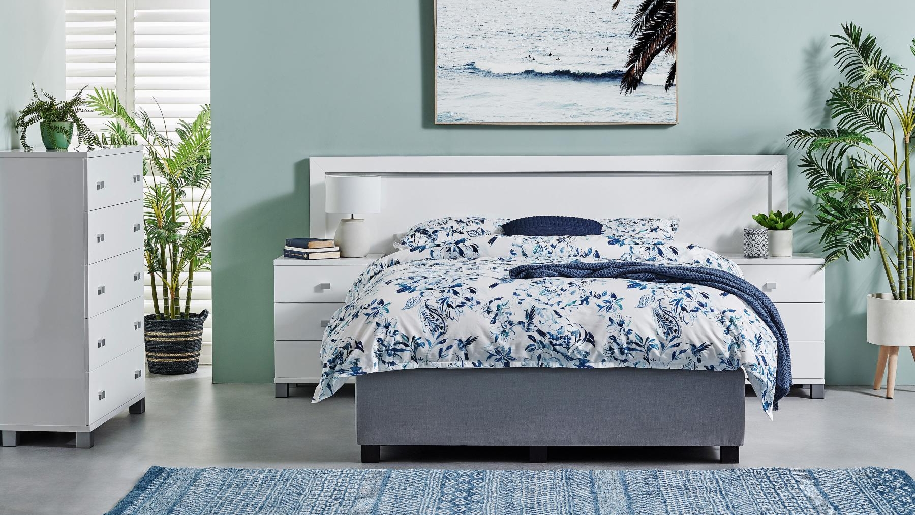 Bondi Extended Queen or King Bedhead and Bedside Tables