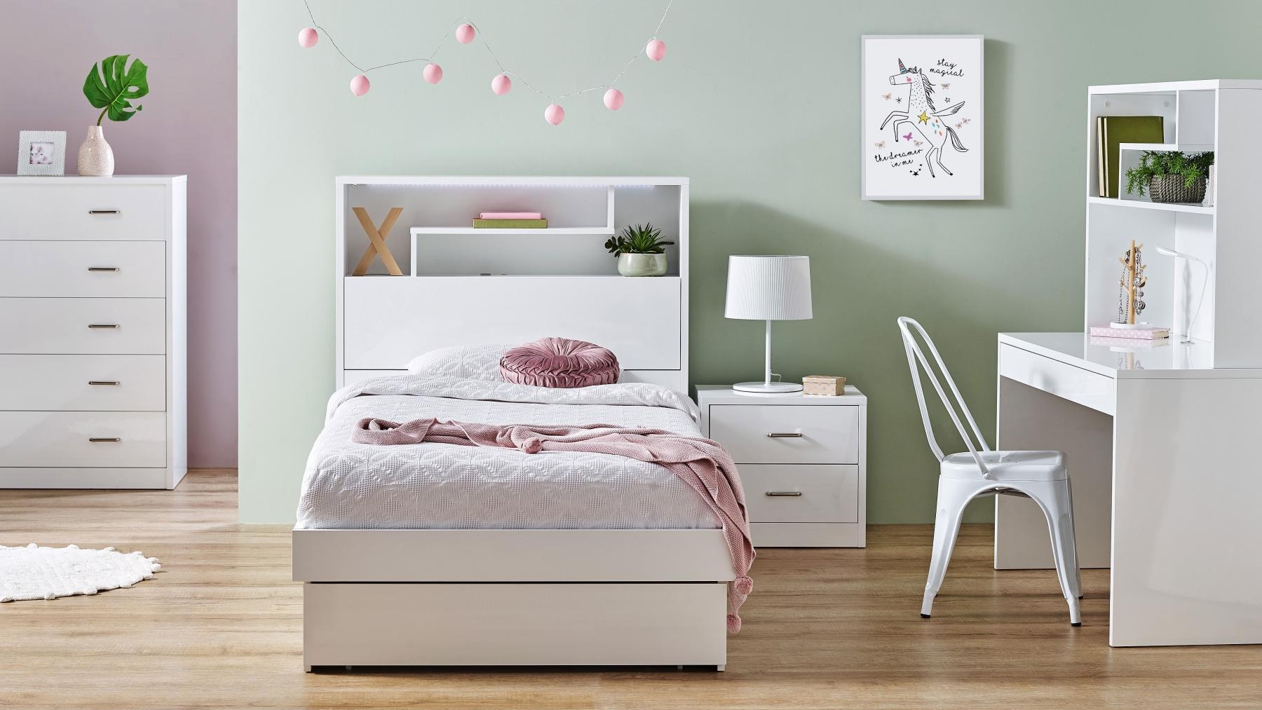 Edge White 3-Drawer Bed - King Single
