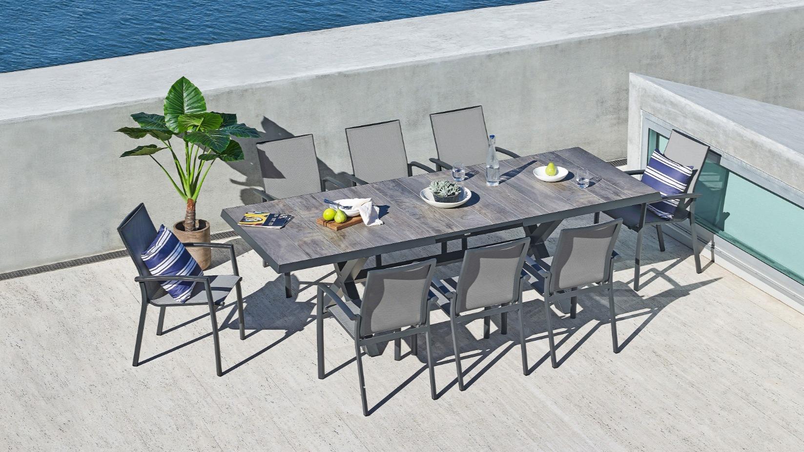 Parsons Outdoor 9-Piece Extension Dining Setting - Graphite
