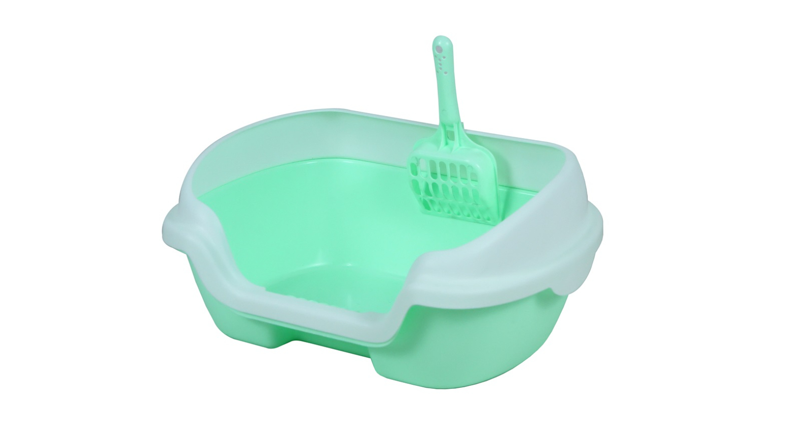 YES4PETS Small Portable Cat Litter Box Tray with Scoop - Green