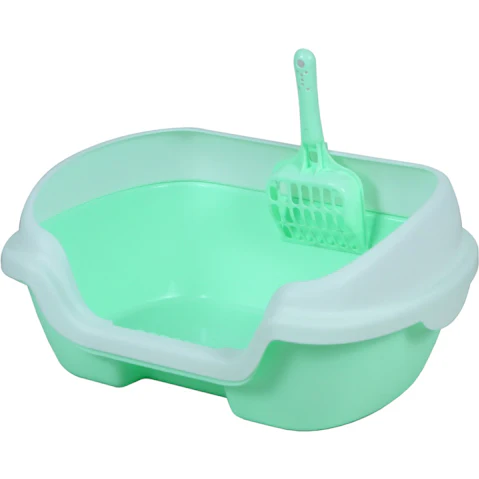 YES4PETS Small Portable Cat Litter Box Tray with Scoop - Green