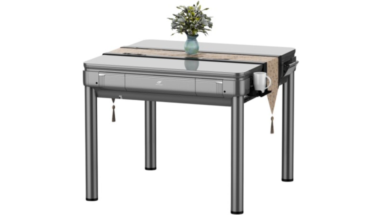 TopOne Sports Dual-Use Automatic Mahjong Table with 2 Tile Sets - Silver