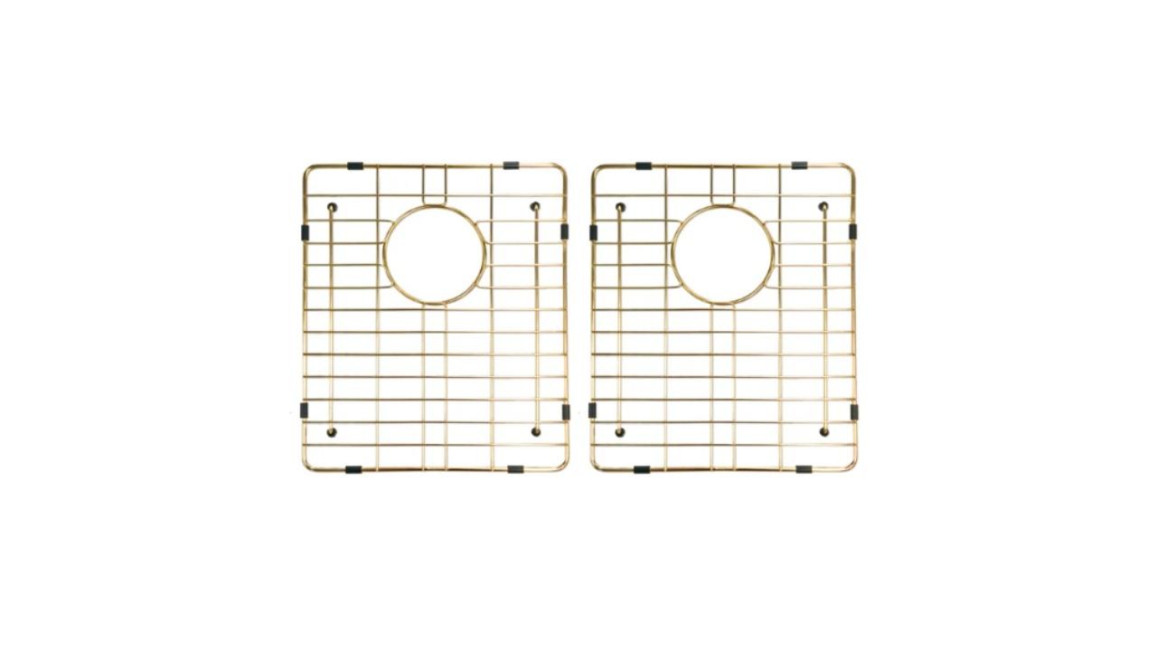 Meir Lavello Double Bowl 760x440 Protection Grid - Brushed Bronze Gold