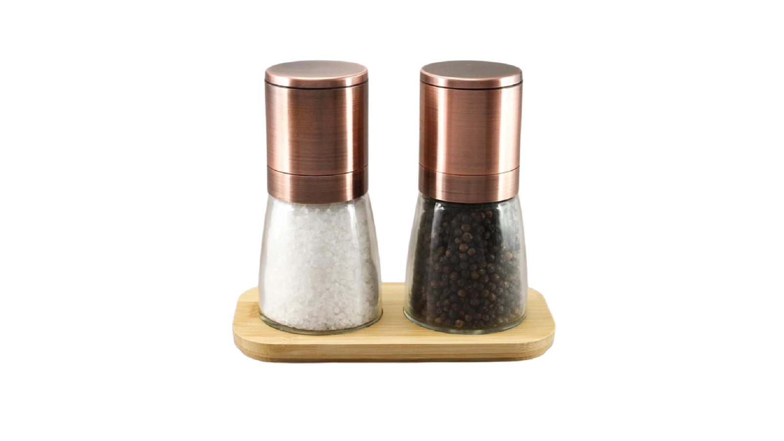 G & S 3 Piece Oasis Copper Upside-Down Salt and Pepper Mill Set