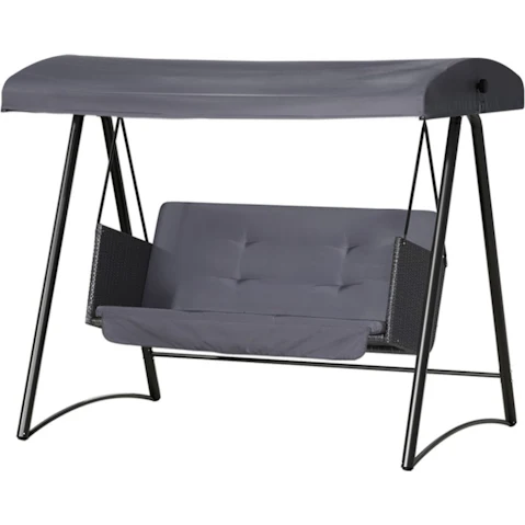 Gardeon 3-Seater Grey Rattan Swing Chair