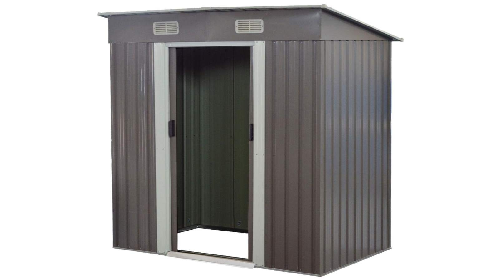 Garden Shed 4ft x 8ft with Base Flat Roof Outdoor Storage - Grey