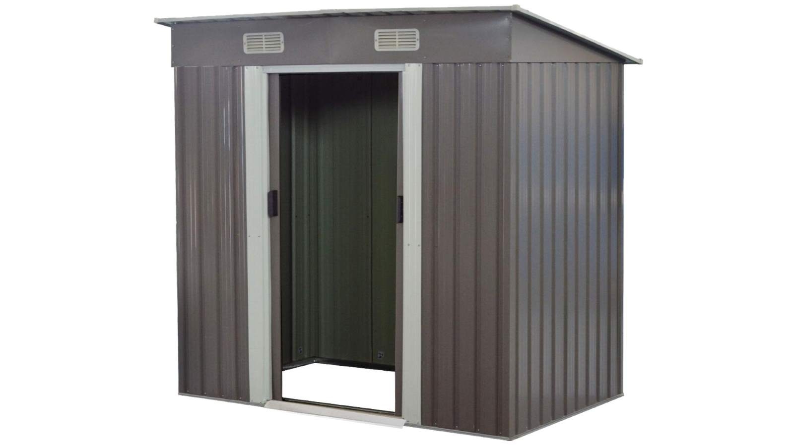 4ft x 8ft Garden Shed Flat Roof Outdoor Storage - Grey