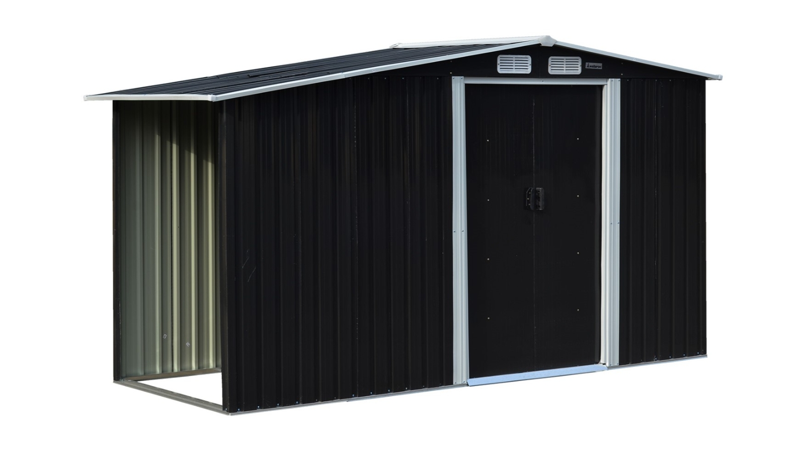 Wallaroo 4 x 8ft Garden Shed with Semi Close Storage - Black