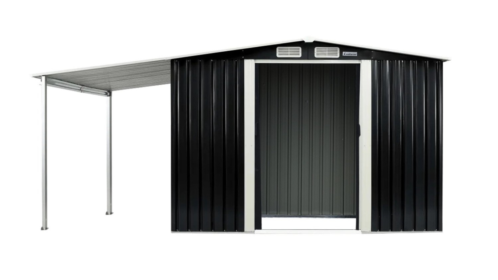Wallaroo 6 x 8ft Garden Shed with Open Storage - Black 