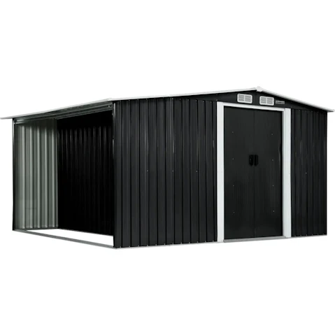 Wallaroo 6 x 8ft Garden Shed with Semi Close Storage - Black