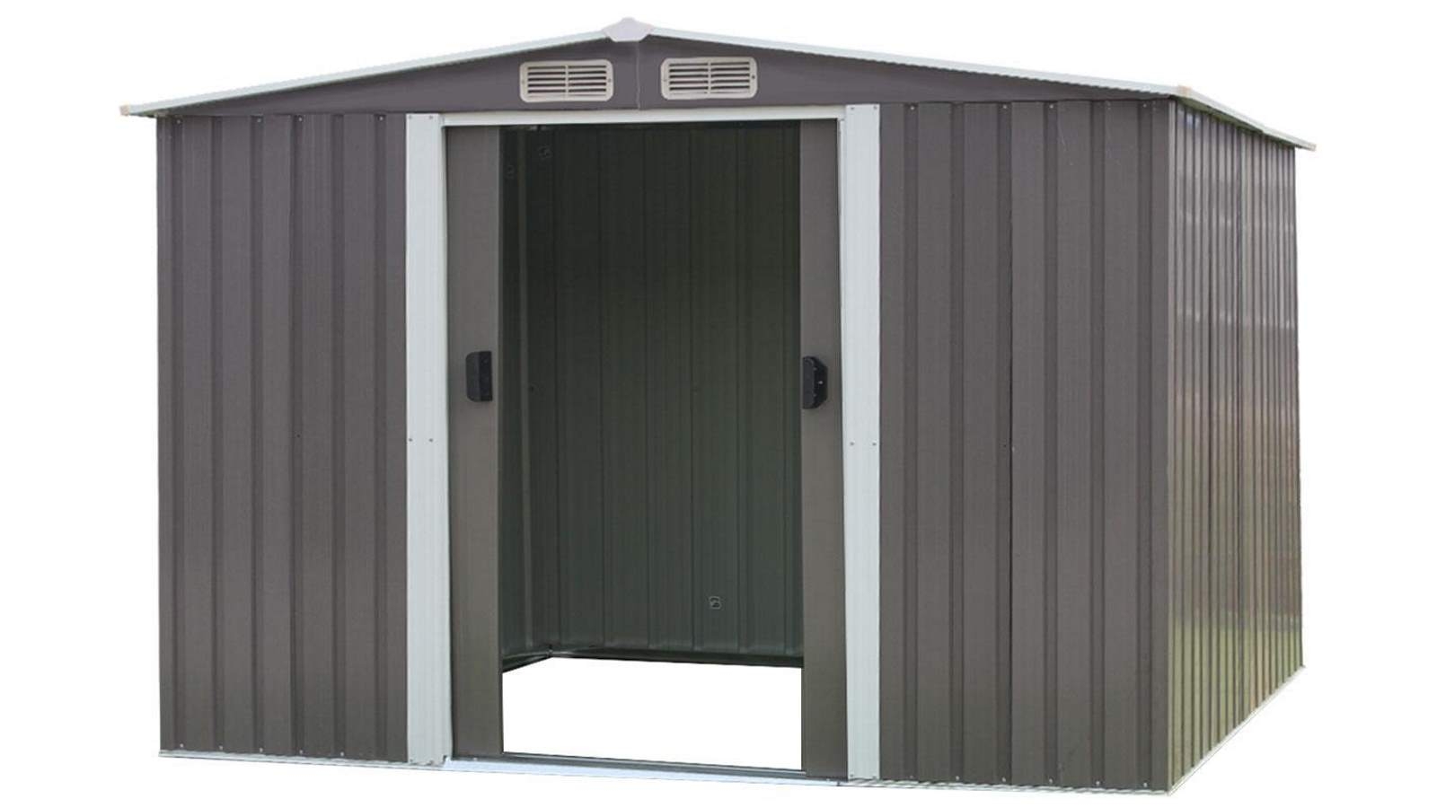 Garden Shed Spire Roof 8ft x 8ft Outdoor Storage Shelter - Grey
