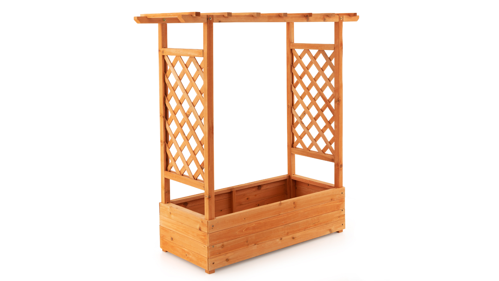 Costway Raised Garden Bed with Top and Side Trellis for Climbing Plant
