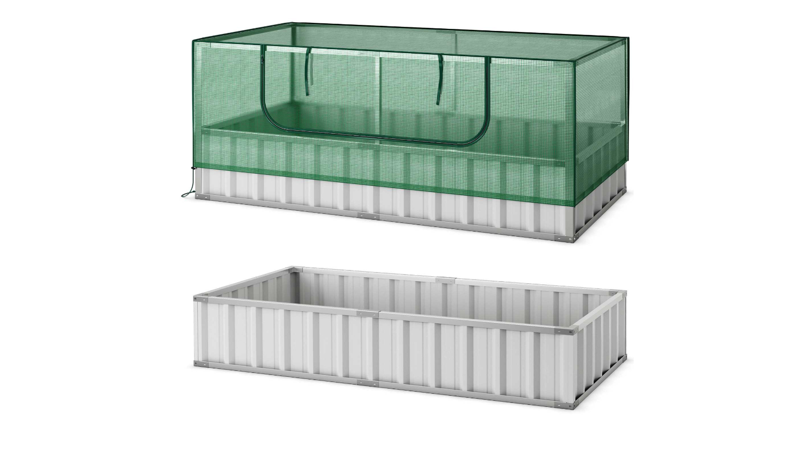 Costway Greenhouse Raised Metal Garden Bed with Roll-up Window