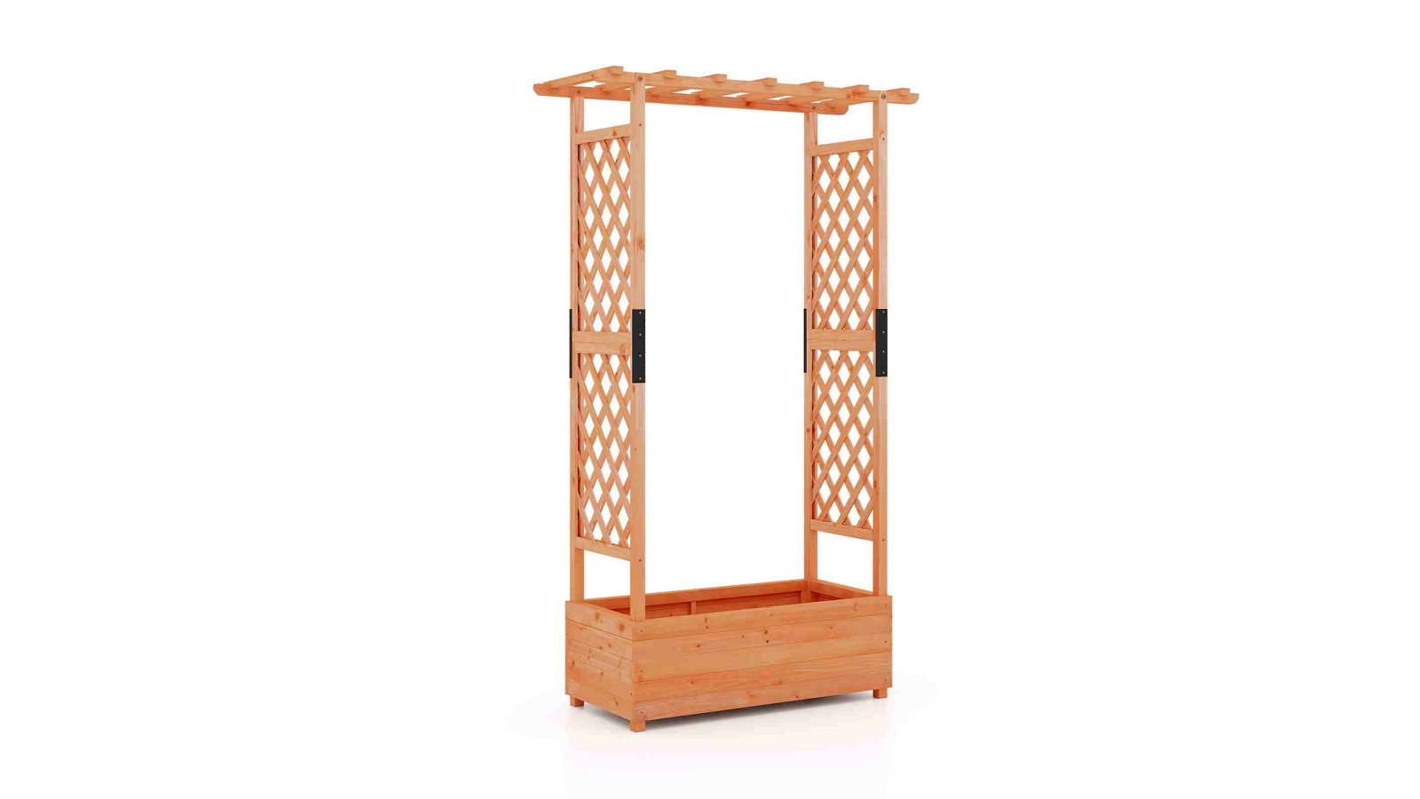 Costway Wooden Raised Garden Bed with Arch Trellis and Drainage Hole