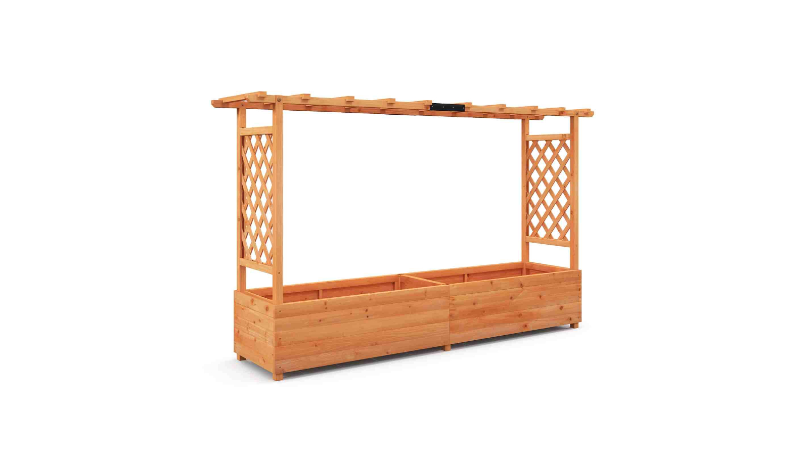 Costway Double Raised Garden Bed with Arch Trellis for Climbing Plant