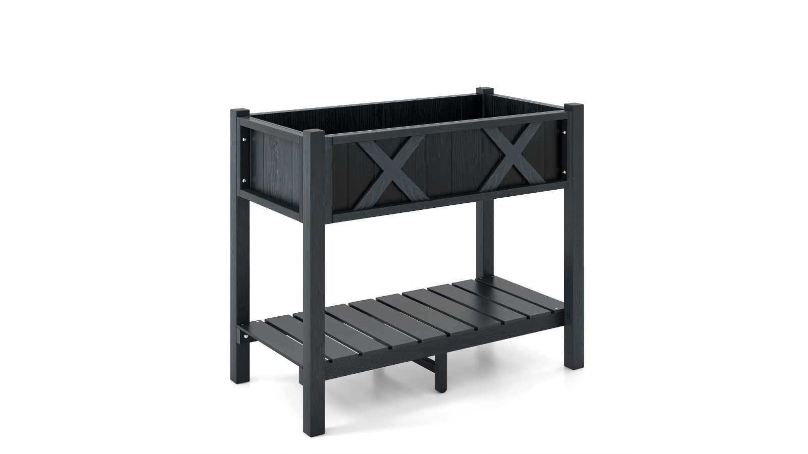Costway HIPS Wooden Look Weatherproof Raised Garden Bed with Leg