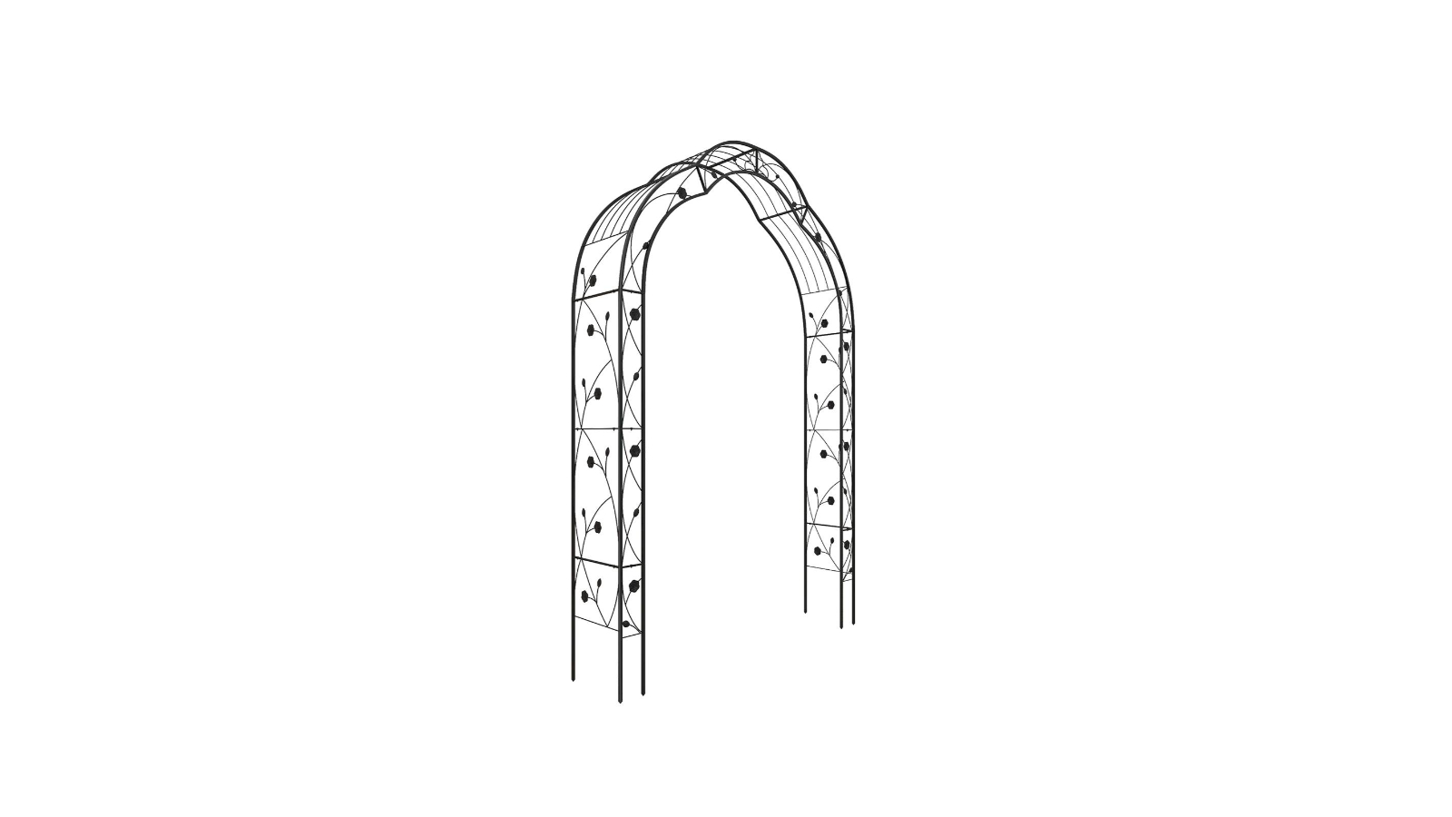 Costway Metal Garden Arch Trellis Plant Climbing Stand Decorative Archway - Black