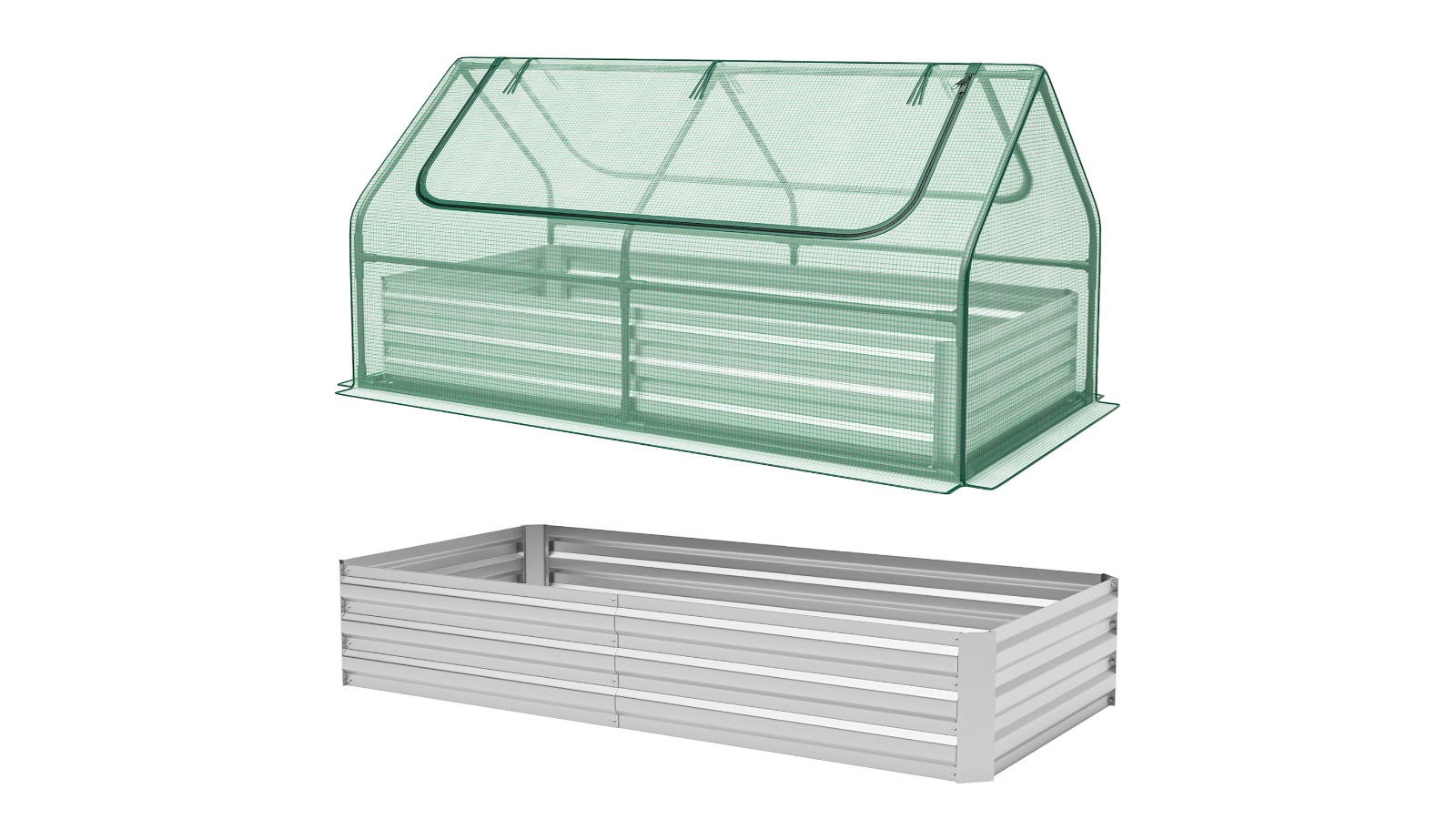 Costway Flower Garden Bed Mini Greenhouse with Dual 2-Tier Windows - Green