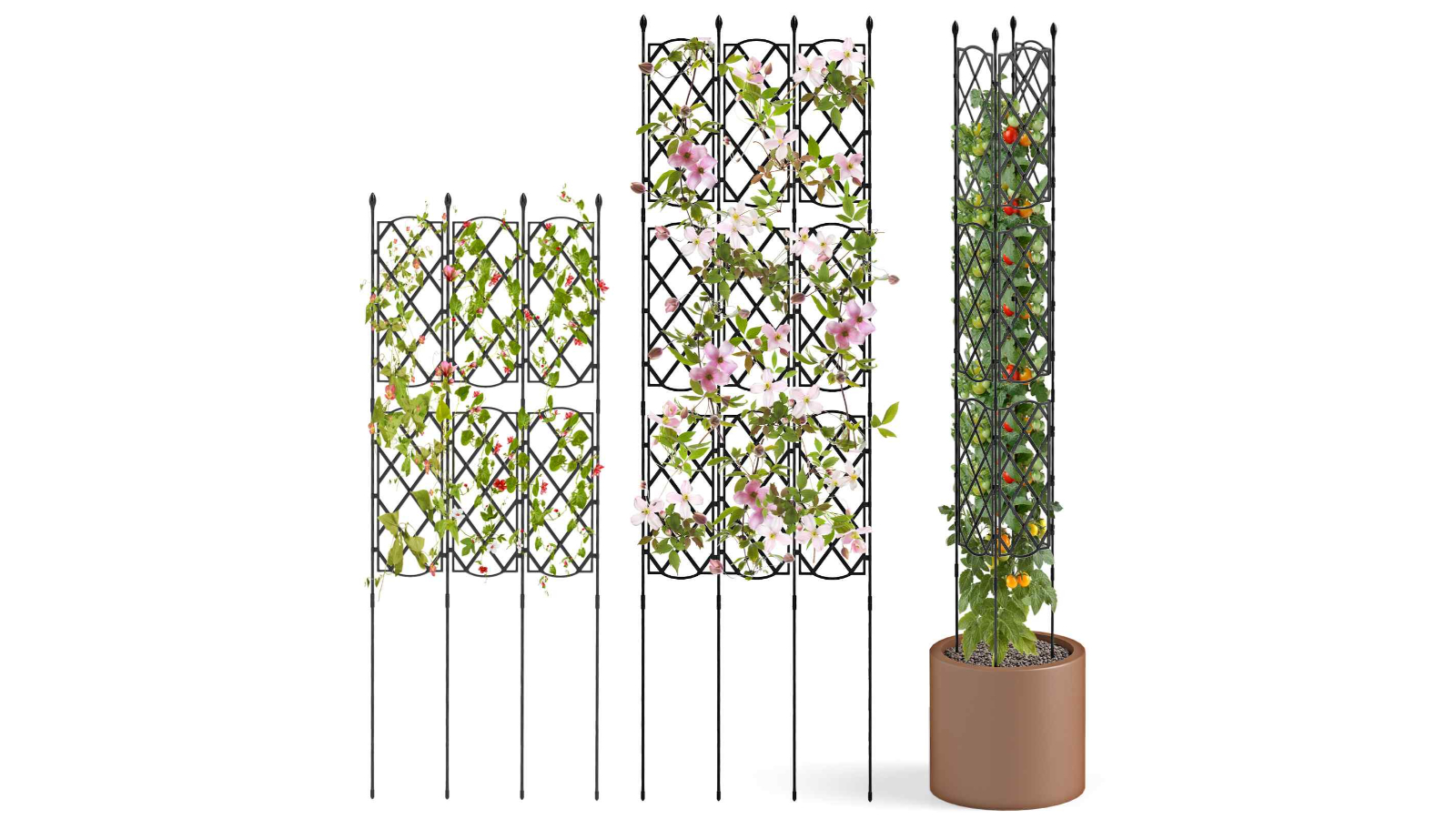 Costway Pack of 3 Plant Support Frame Privacy Screen Trellis - Black