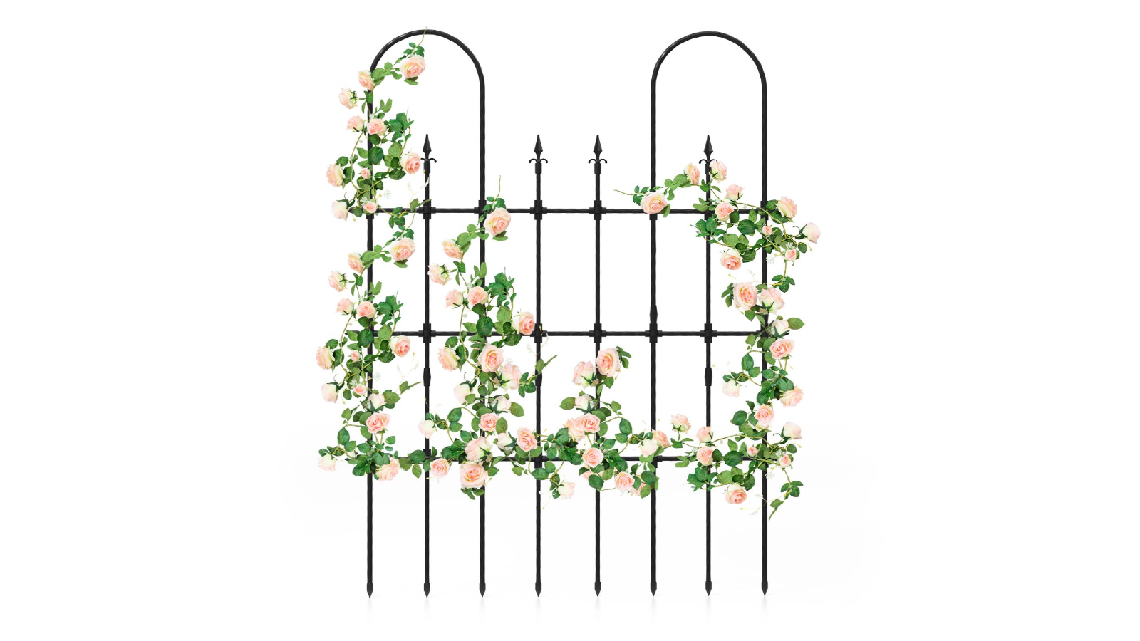 Costway Metal Garden Fence Panel Set Decorative Border - Black