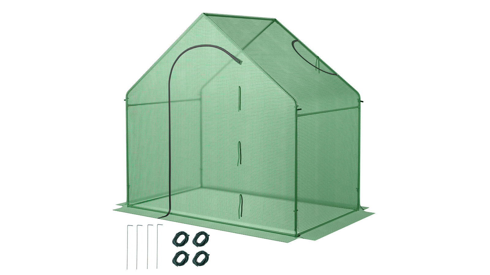 Costway Walk-in Greenhouse with Metal Frame and PE Cover - Green