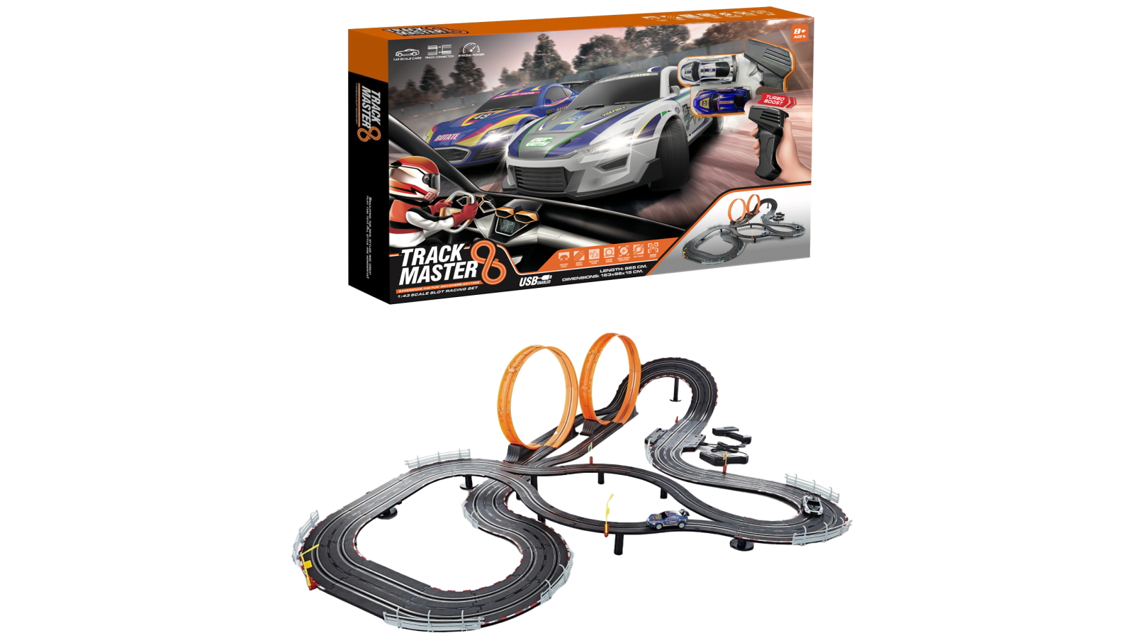RC Land USB Slot Car Racing Set (865cm)