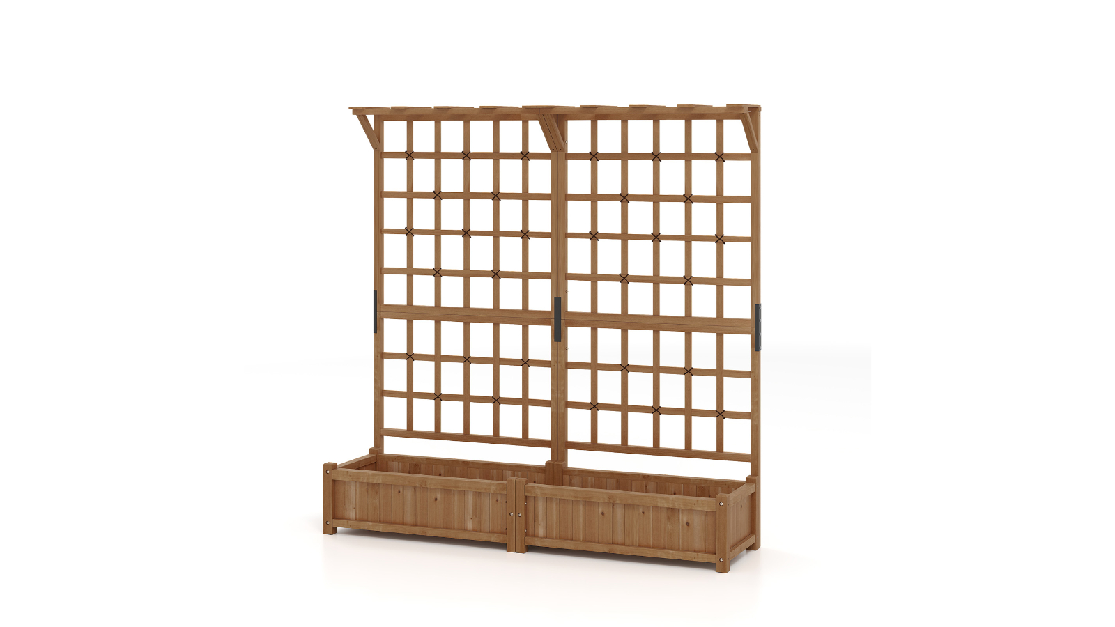 Costway 183cm Wooden Raised Garden Bed with Trellis and Drainage Hole