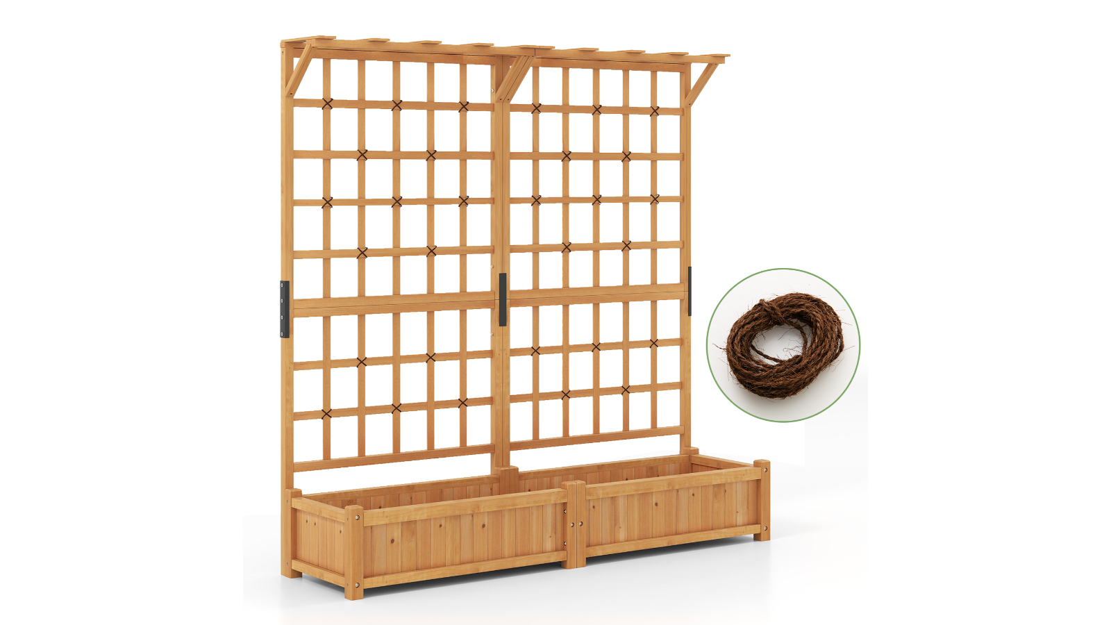 Costway 183cm Raised Wooden Garden Bed with Trellis and Hanging Roof