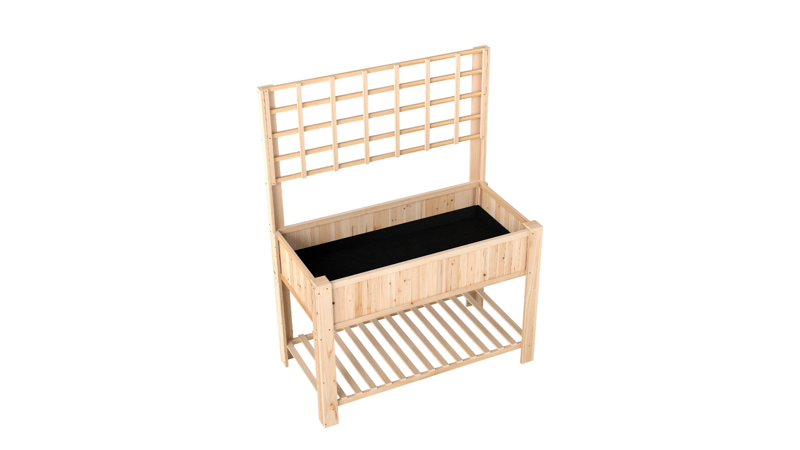 Costway Outdoor Wood Garden Bed with Trellis - Natural