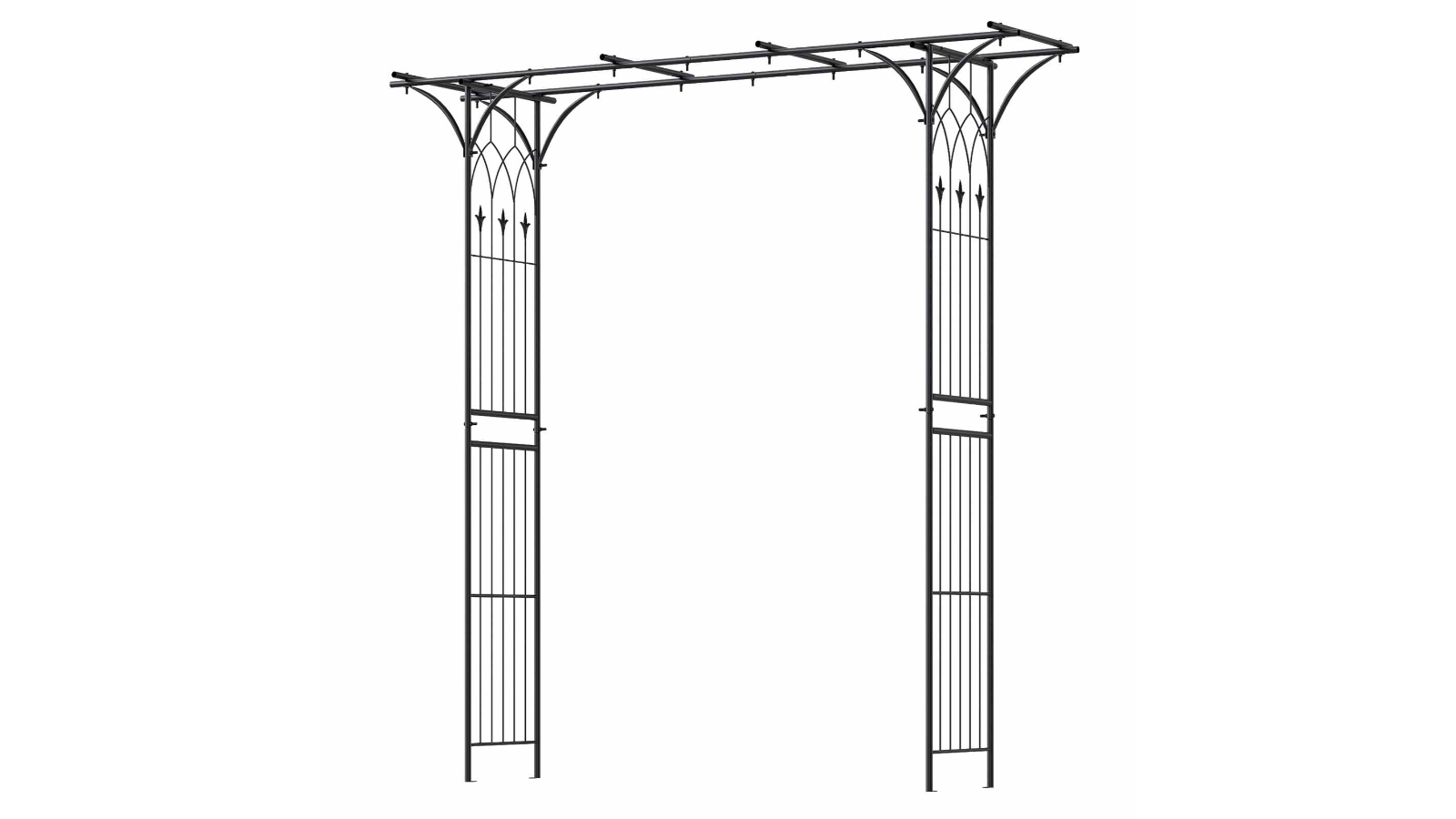 Costway 207cm Metal Garden Arch with Flat Top and Trellis for Climbing Plant